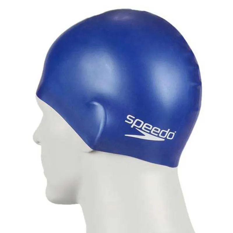 Speedo Plain Moulded Silicone Swimming Cap - Blue-3